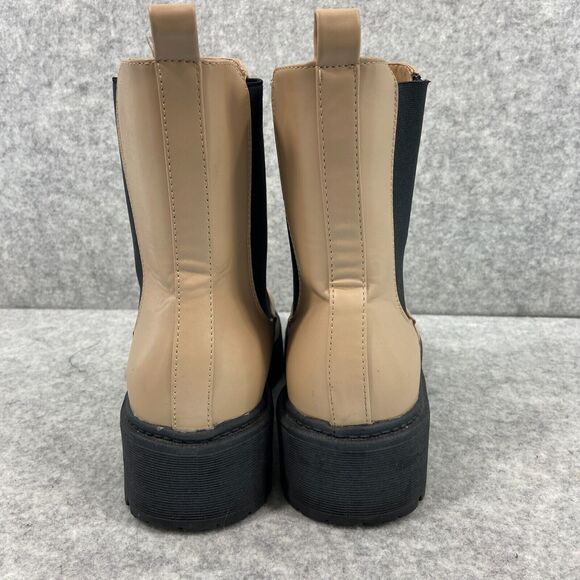 MIA Leigha Womens Tan Faux Leather Chunky Lug Sole Chelsea Ankle Boot Size 8.5 - Picture 7 of 12